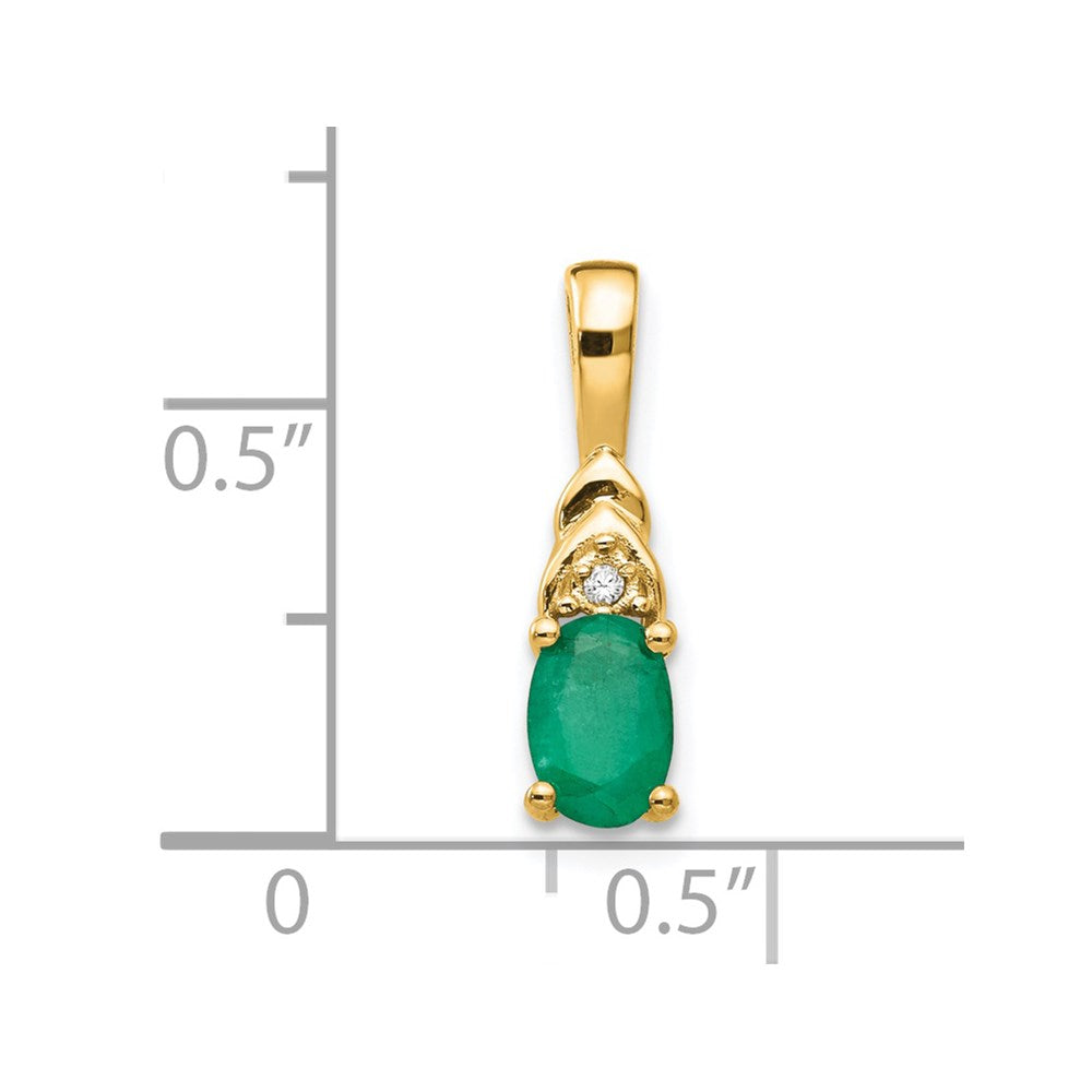 14k Emerald and Diamond Pendant (0.6 grams)