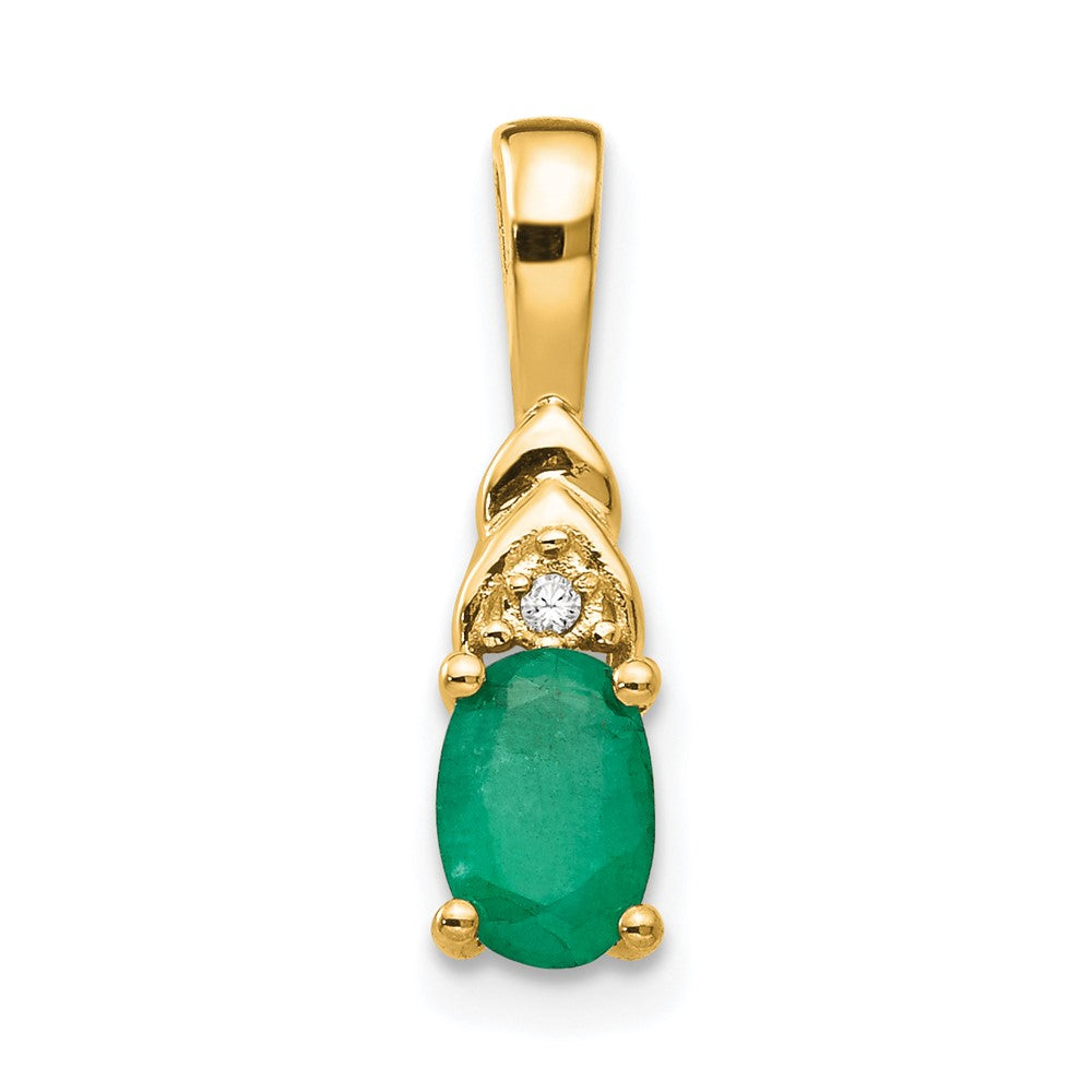 14k Emerald and Diamond Pendant (0.6 grams)