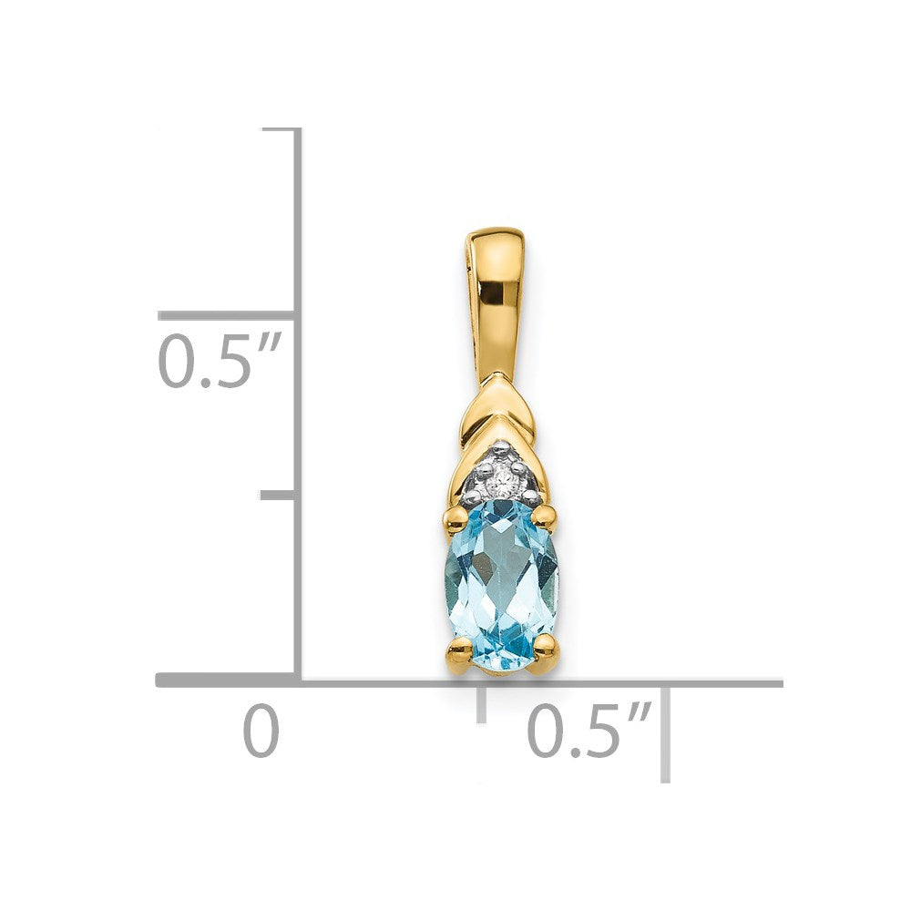 14k Blue Topaz and Diamond Pendant (0.6 grams)