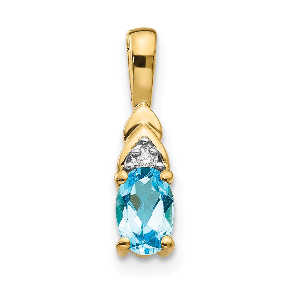 14k Blue Topaz and Diamond Pendant (0.6 grams)