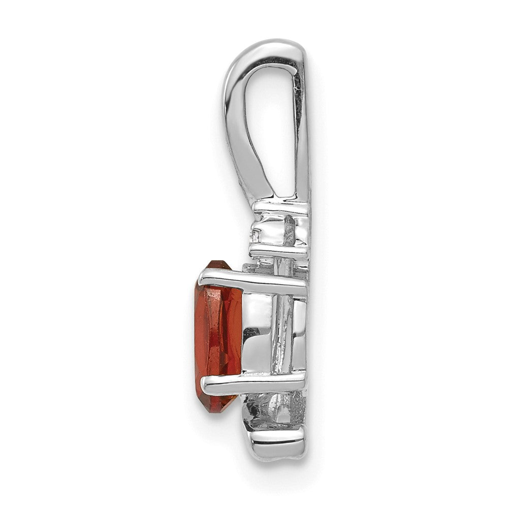 14k White Gold Garnet and Diamond Pendant (0.7 grams)