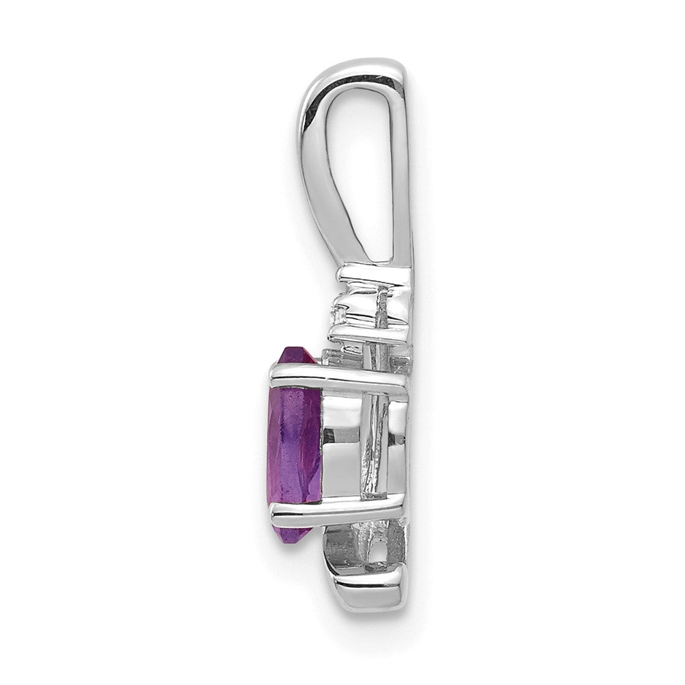 14k White Gold Amethyst and Diamond Pendant (0.7 grams)