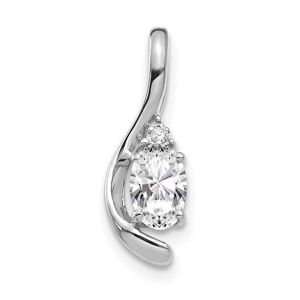 14k White Gold White Topaz and Diamond Pendant (0.7 grams)