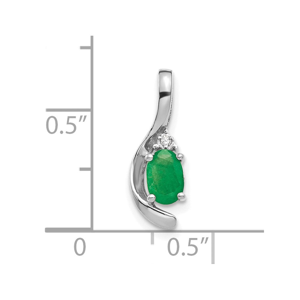 14k White Gold Emerald and Diamond Pendant (0.7 grams)