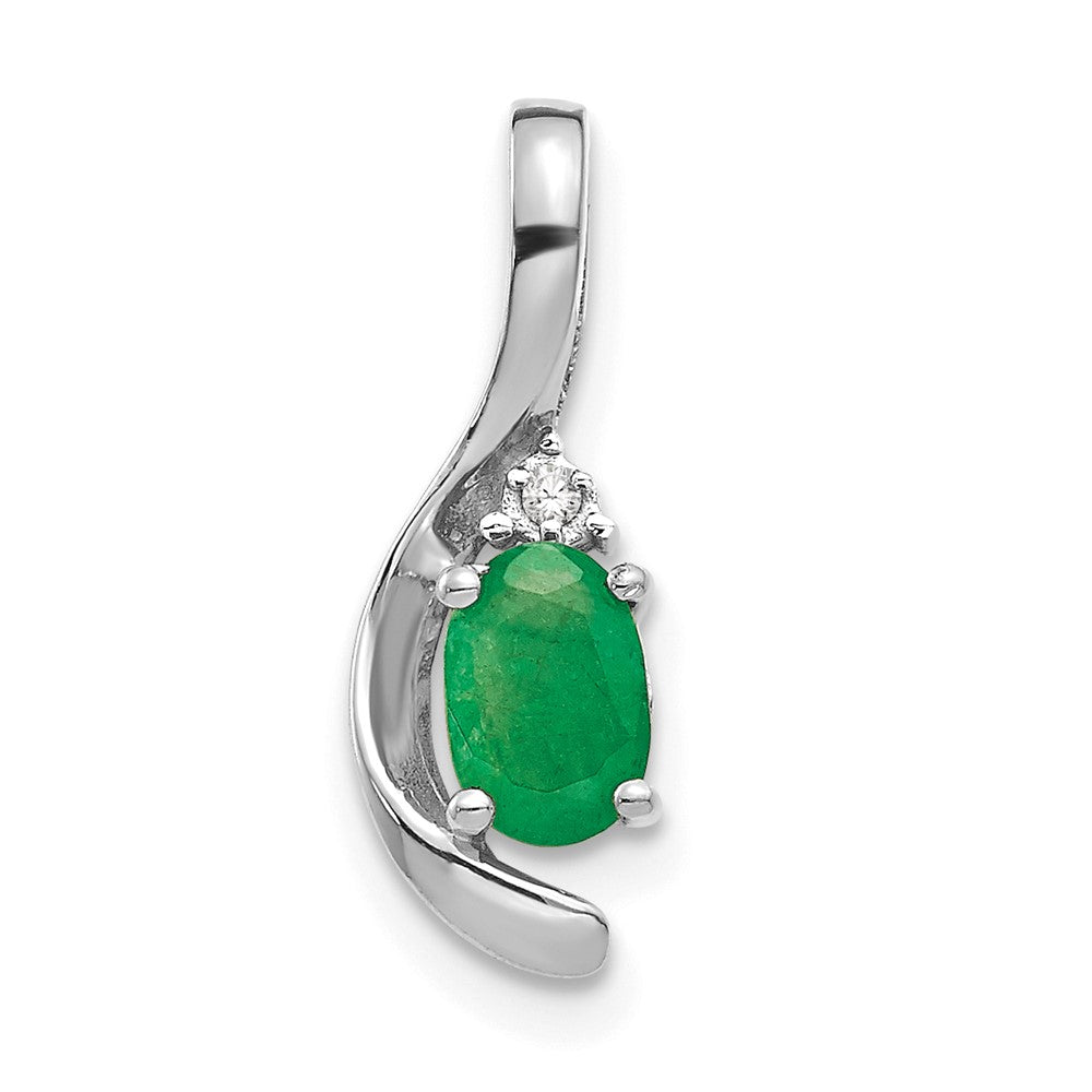 14k White Gold Emerald and Diamond Pendant (0.7 grams)