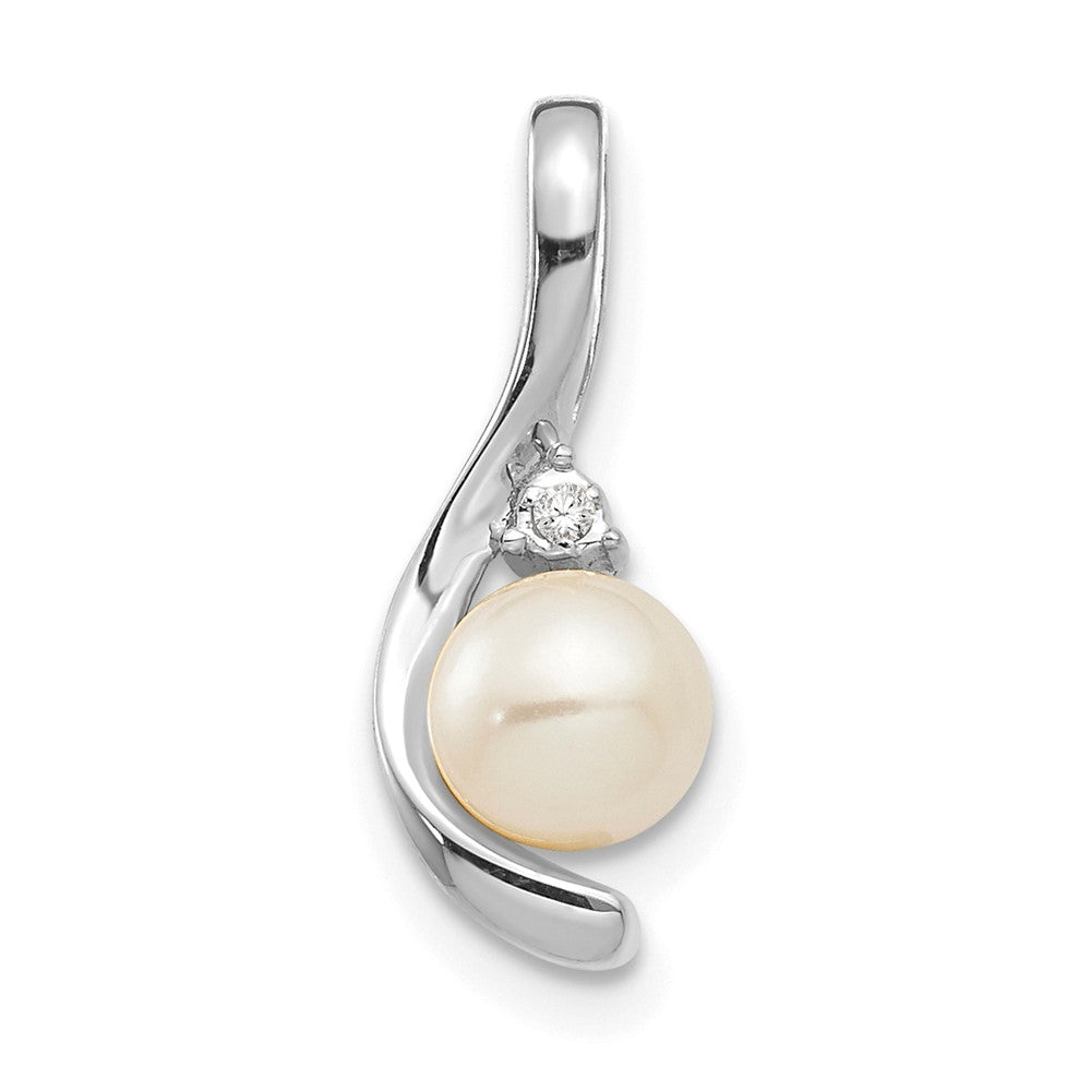 14k White Gold FW Cultured Pearl and Diamond Pendant (0.6 grams)