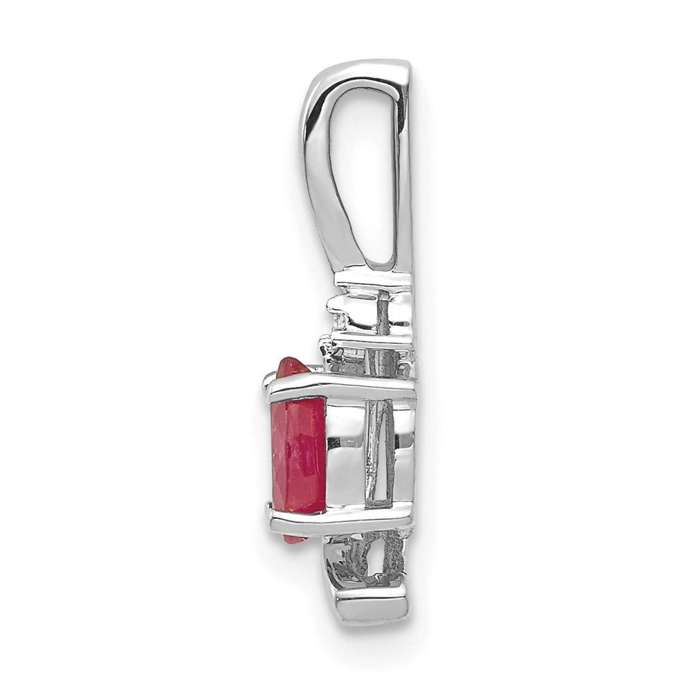 14k White Gold Ruby and Diamond Pendant (0.7 grams)