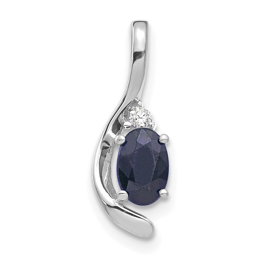 14k White Gold Sapphire and Diamond Pendant (0.7 grams)