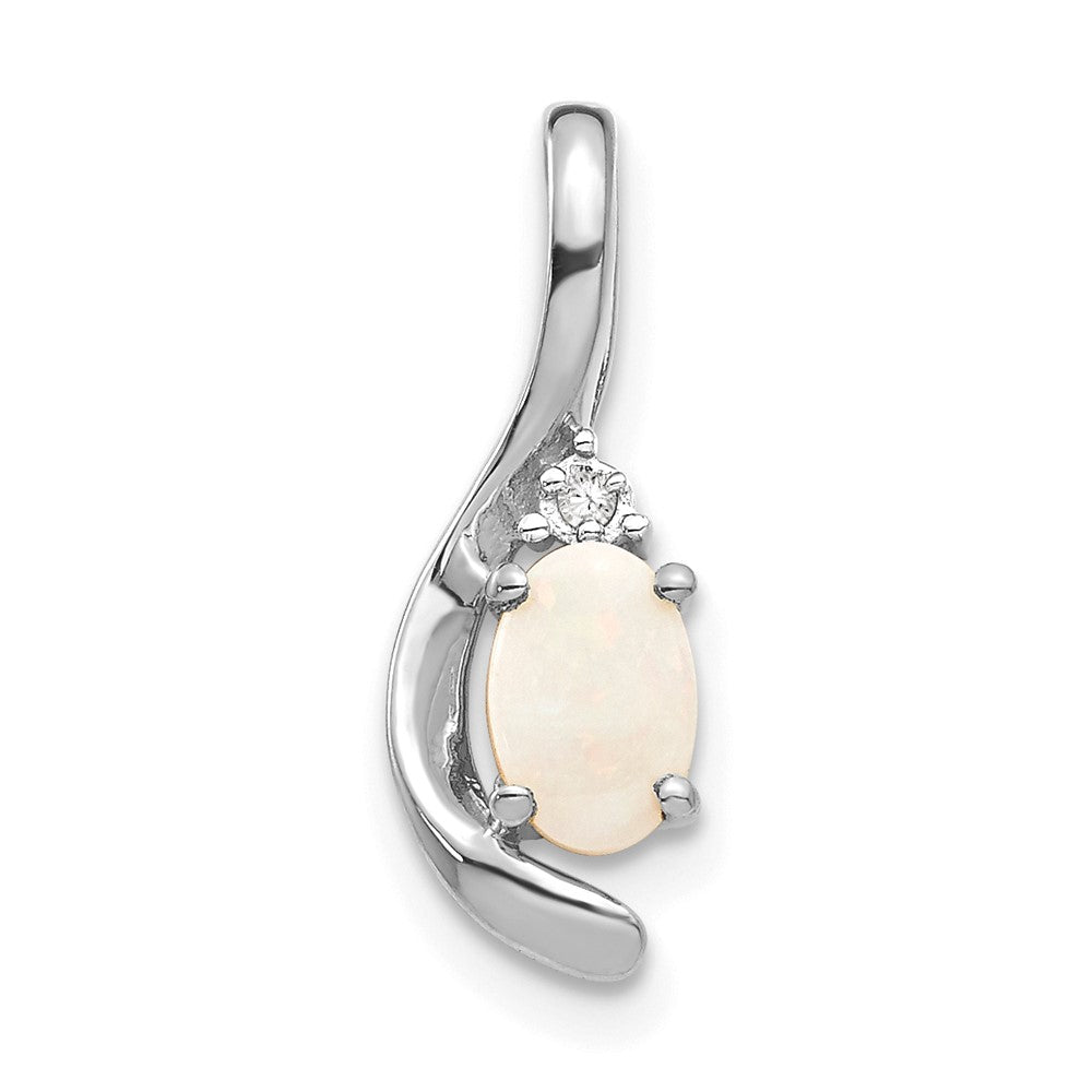 14k White Gold Opal and Diamond Pendant (0.7 grams)