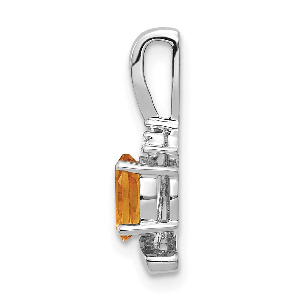 14k White Gold Citrine and Diamond Pendant (0.7 grams)