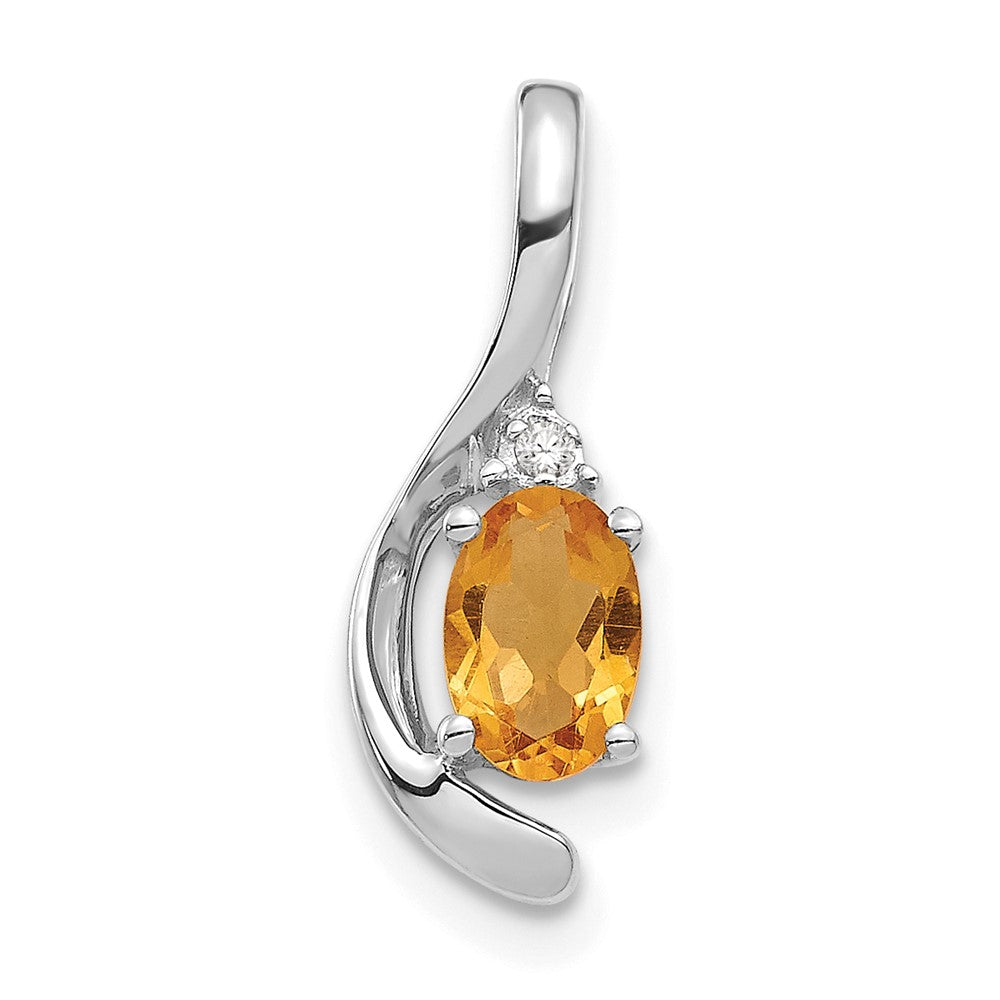 14k White Gold Citrine and Diamond Pendant (0.7 grams)