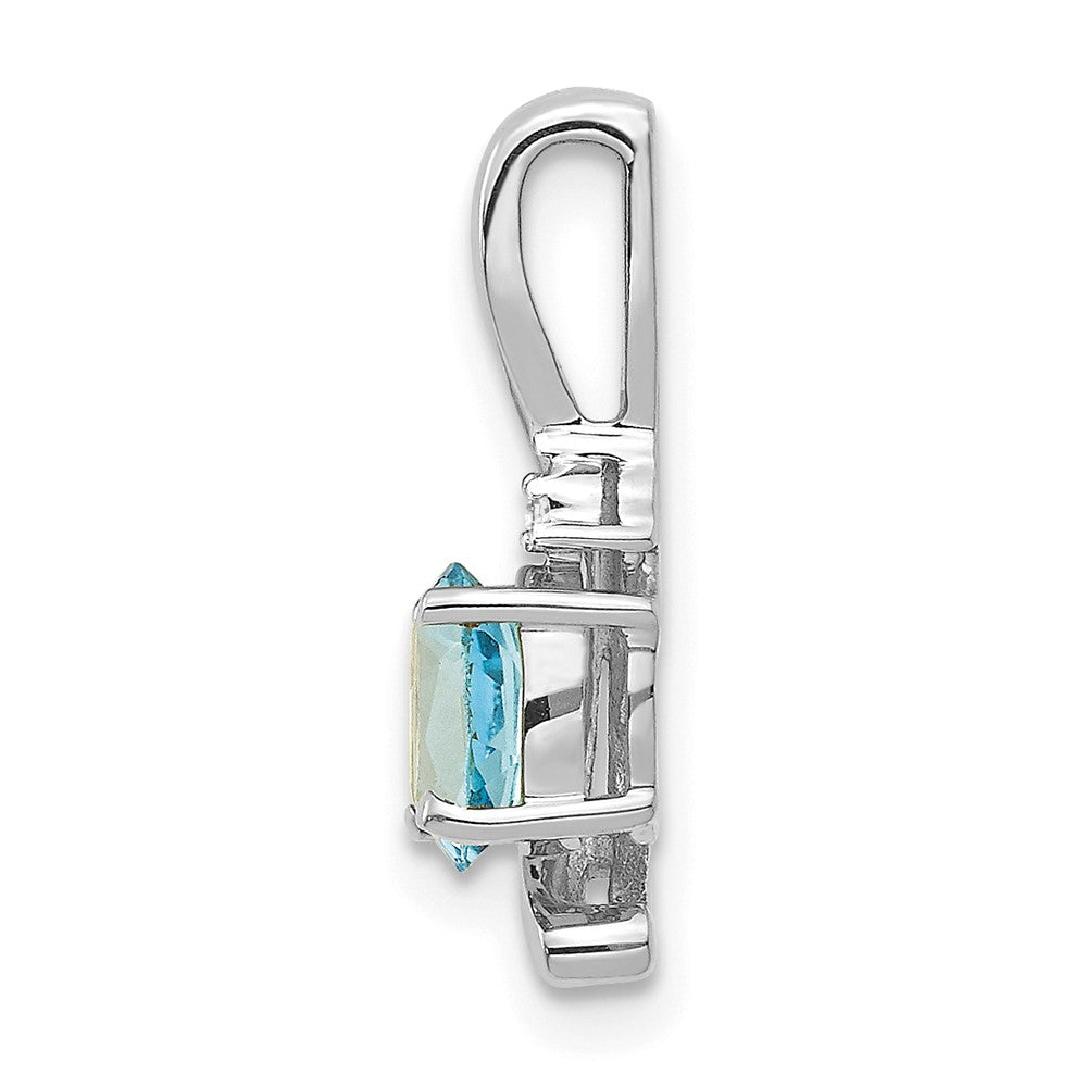 14k White Gold Blue Topaz and Diamond Pendant (0.7 grams)