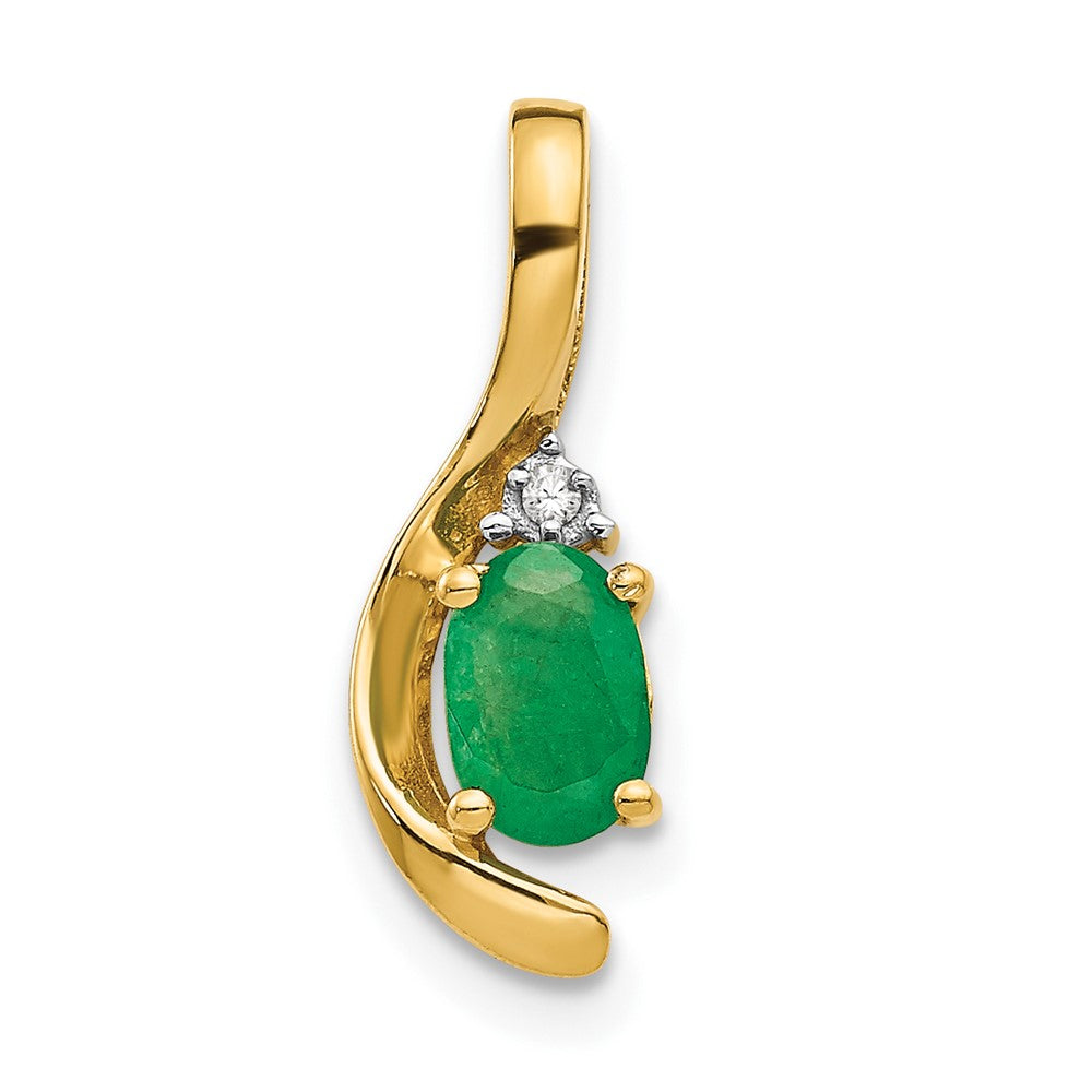 14k Emerald and Diamond Pendant (0.7 grams)