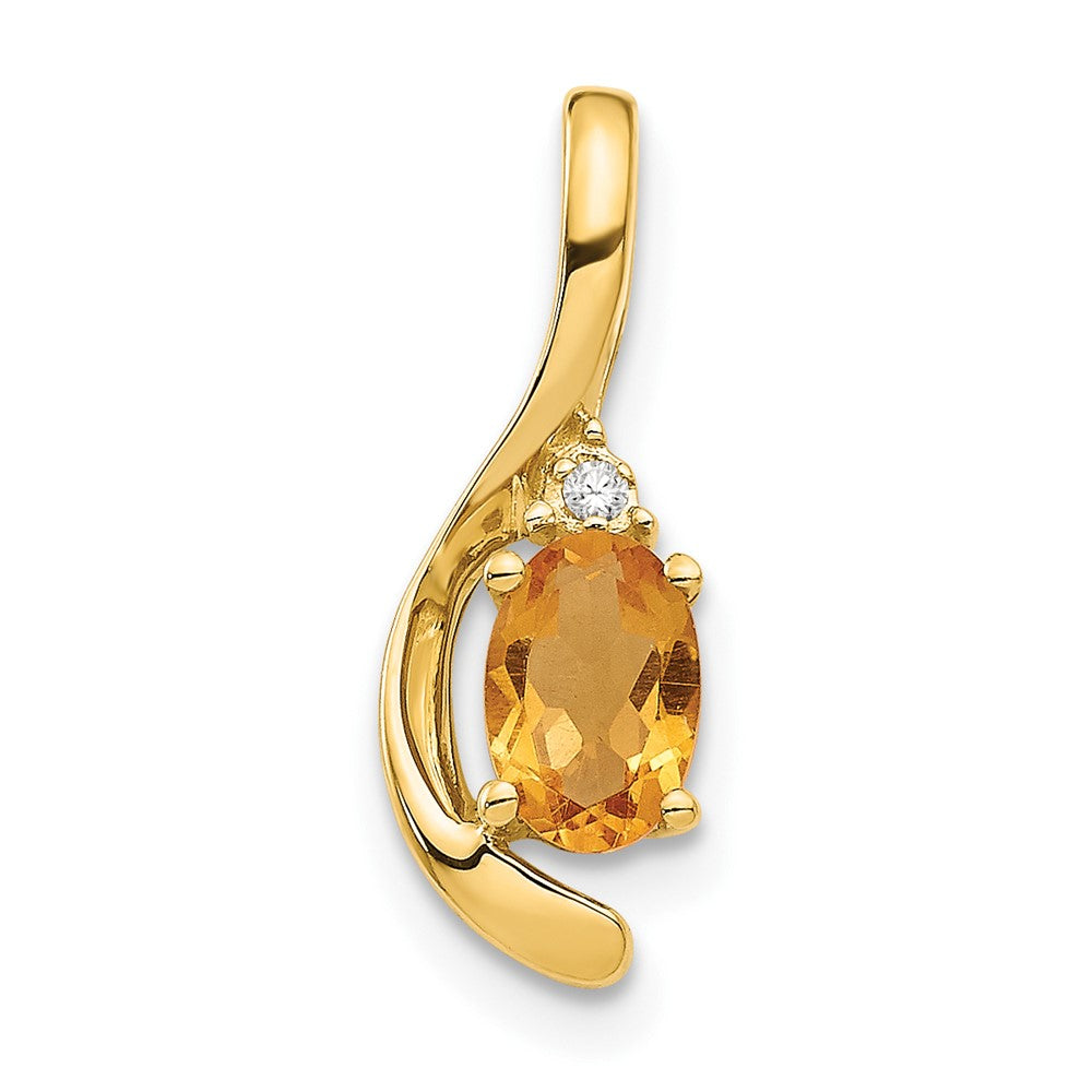14k Citrine and Diamond Pendant (0.7 grams)
