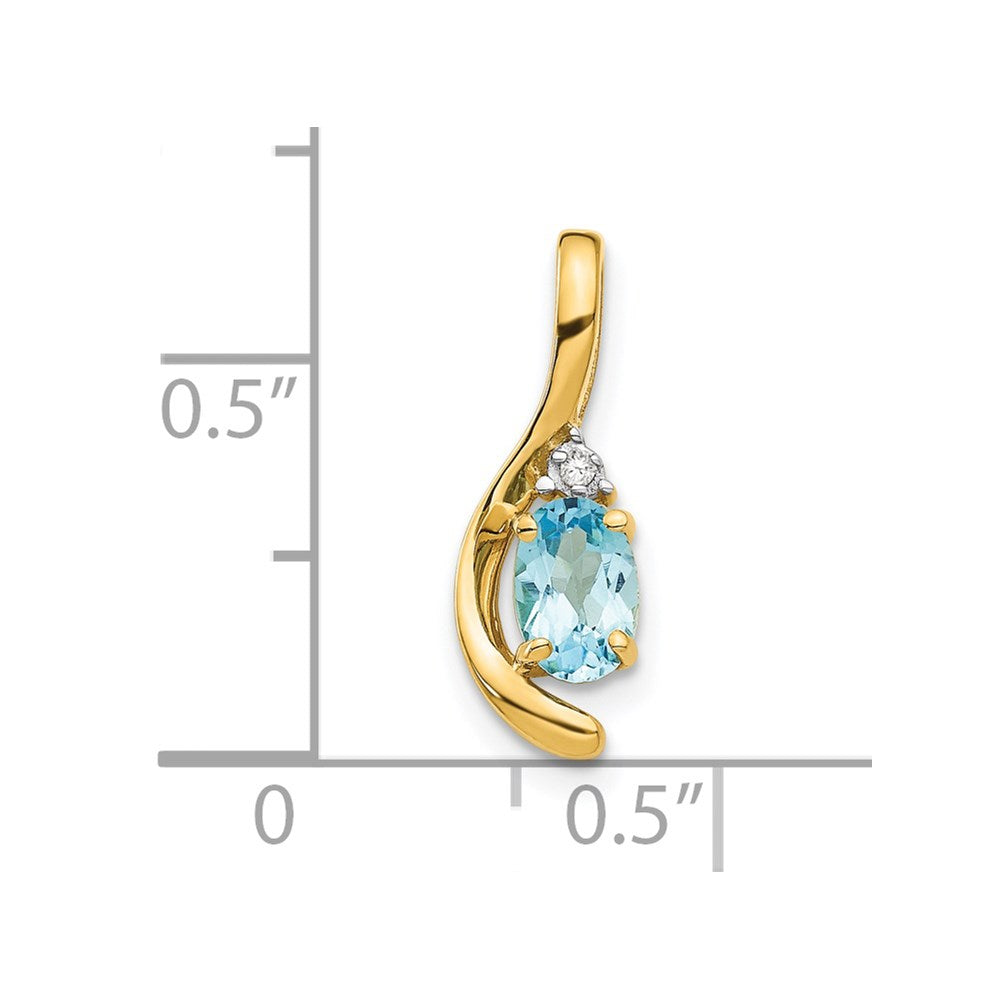 14k Blue Topaz and Diamond Pendant (0.7 grams)