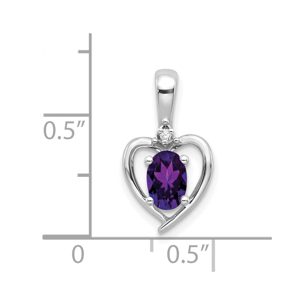 14k White Gold Amethyst and Diamond Heart Pendant (1.1 grams)