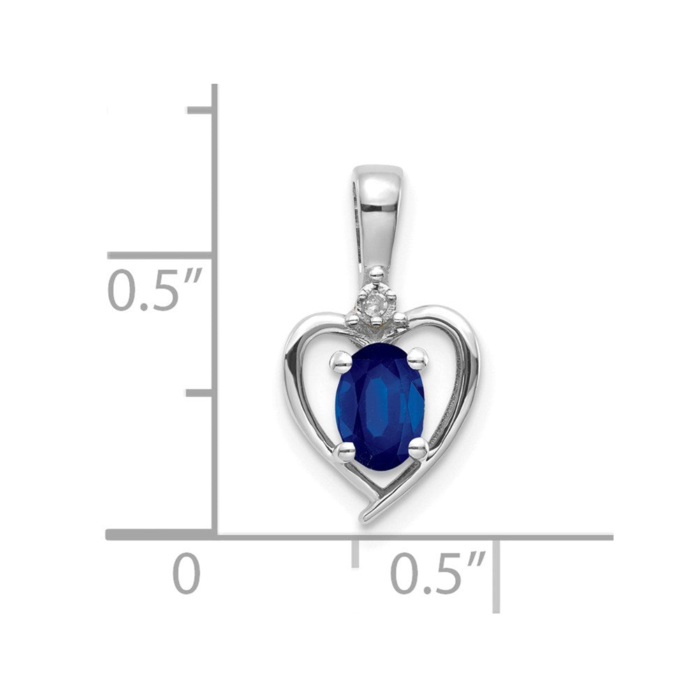 14k White Gold Sapphire and Diamond Heart Pendant (1.1 grams)