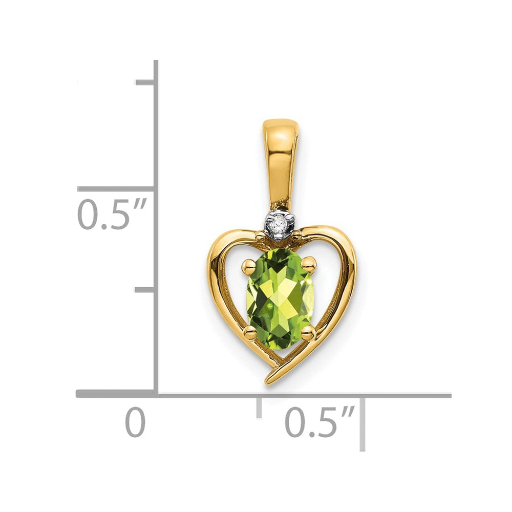 14k Peridot and Diamond Heart Pendant (1.1 grams)
