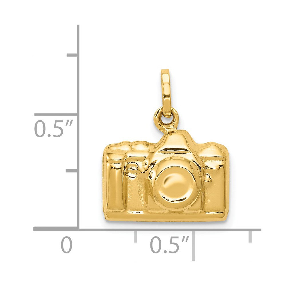 14k Yellow Gold 13.5 mm 3-D Polished Camera Charm (0.65 grams)
