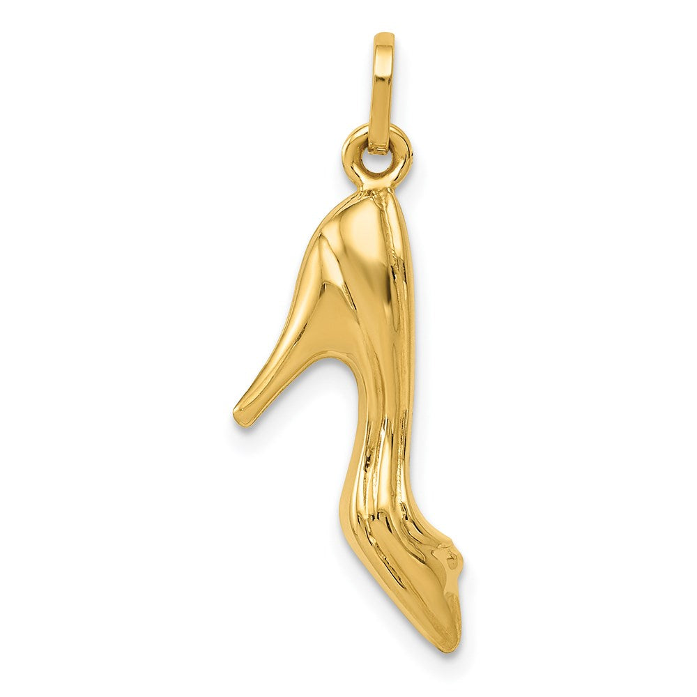14k Yellow Gold 14 mm 3D High Heel Shoe Charm (0.54 grams)