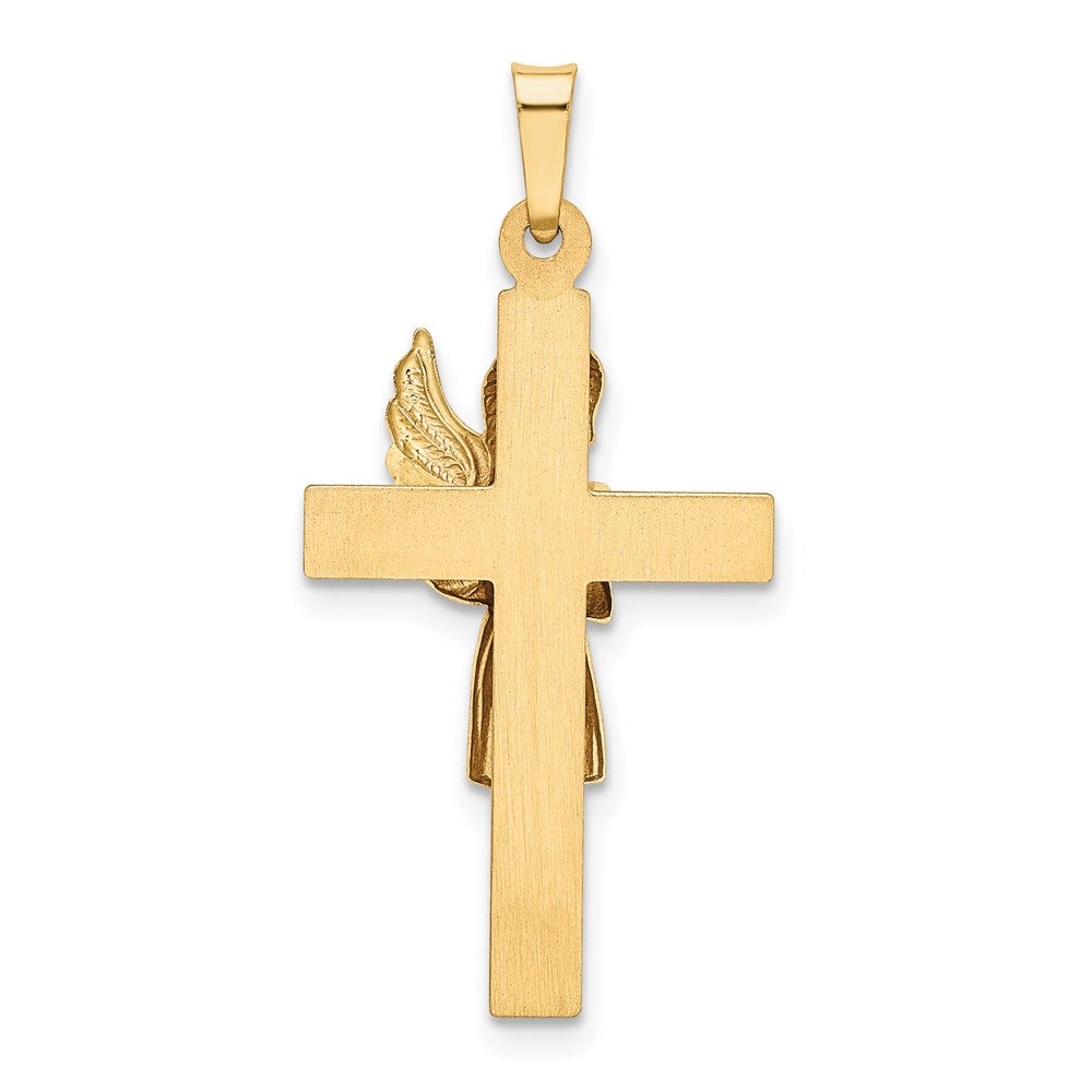 14k Two-tone 17 mm Two-Tone Angel and Cross Pendant (1.05 grams)