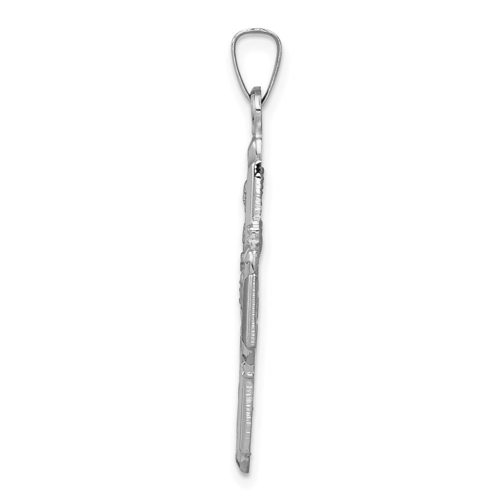 14k White Gold 25.7 mm Four Way Medal Pendant (3.22 grams)