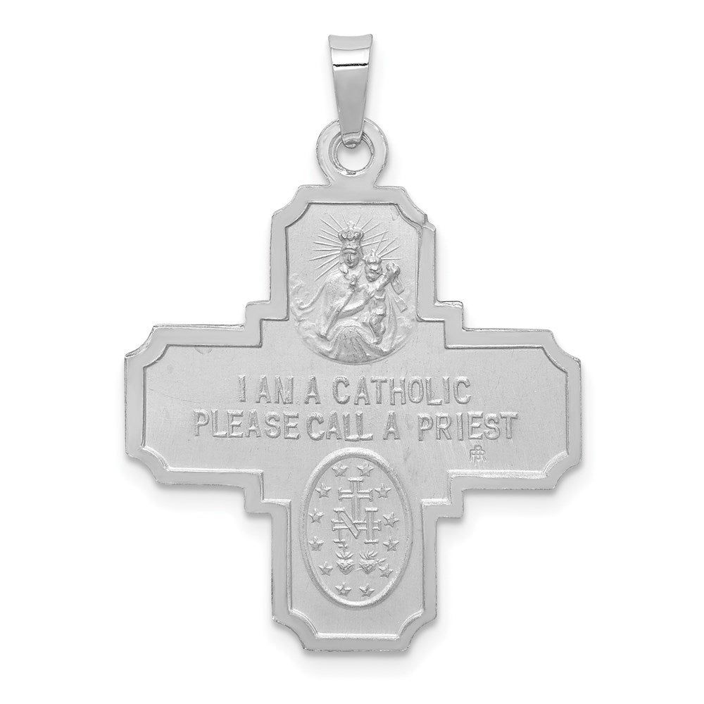 14k White Gold 25.7 mm Four Way Medal Pendant (3.22 grams)