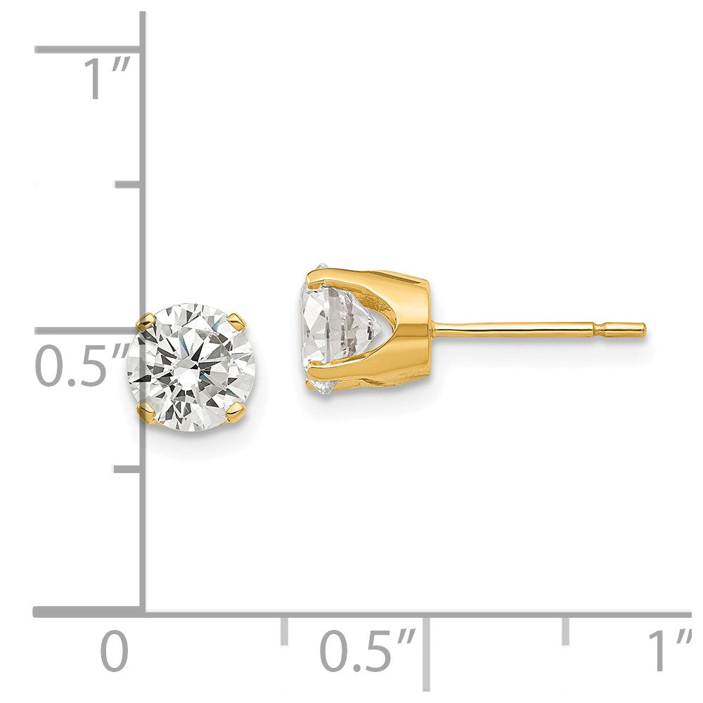14k Yellow Gold 7 mm CZ stud earrings (0.91 grams)