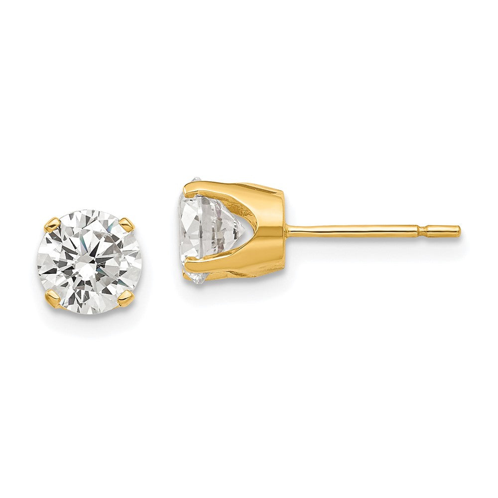14k Yellow Gold 7 mm CZ stud earrings (0.91 grams)