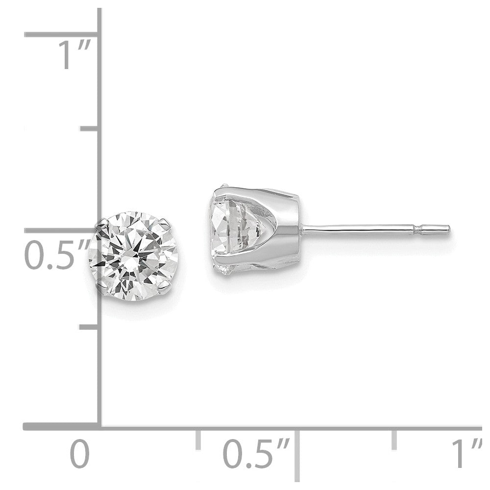 14k White Gold 7 mm CZ stud earrings (0.91 grams)