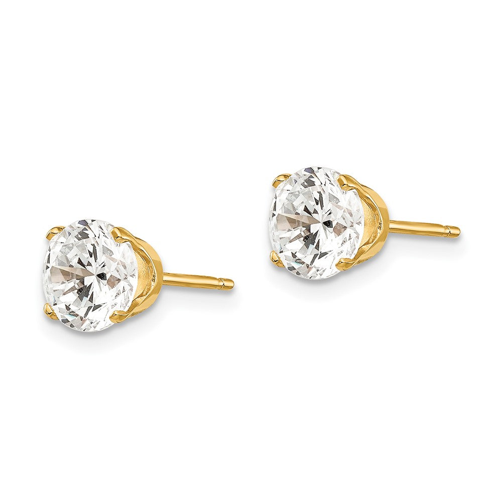 14k Yellow Gold 7 mm CZ stud earrings (0.97 grams)