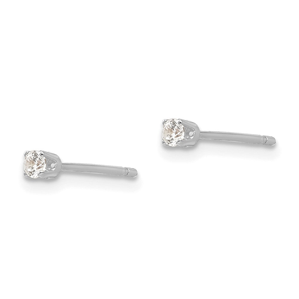 14k White Gold 2 mm CZ stud earrings (0.4 grams)