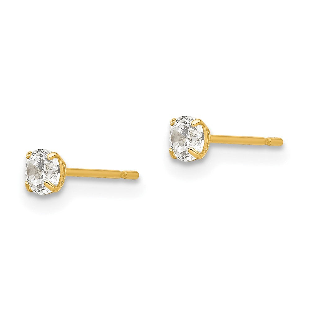 14k Yellow Gold 3 mm Round CZ Post Earrings (0.31 grams)