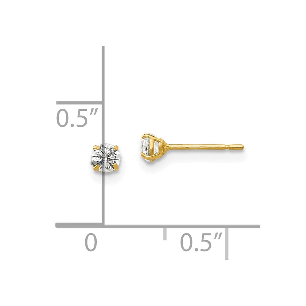 14k Yellow Gold 3 mm Round CZ Post Earrings (0.31 grams)
