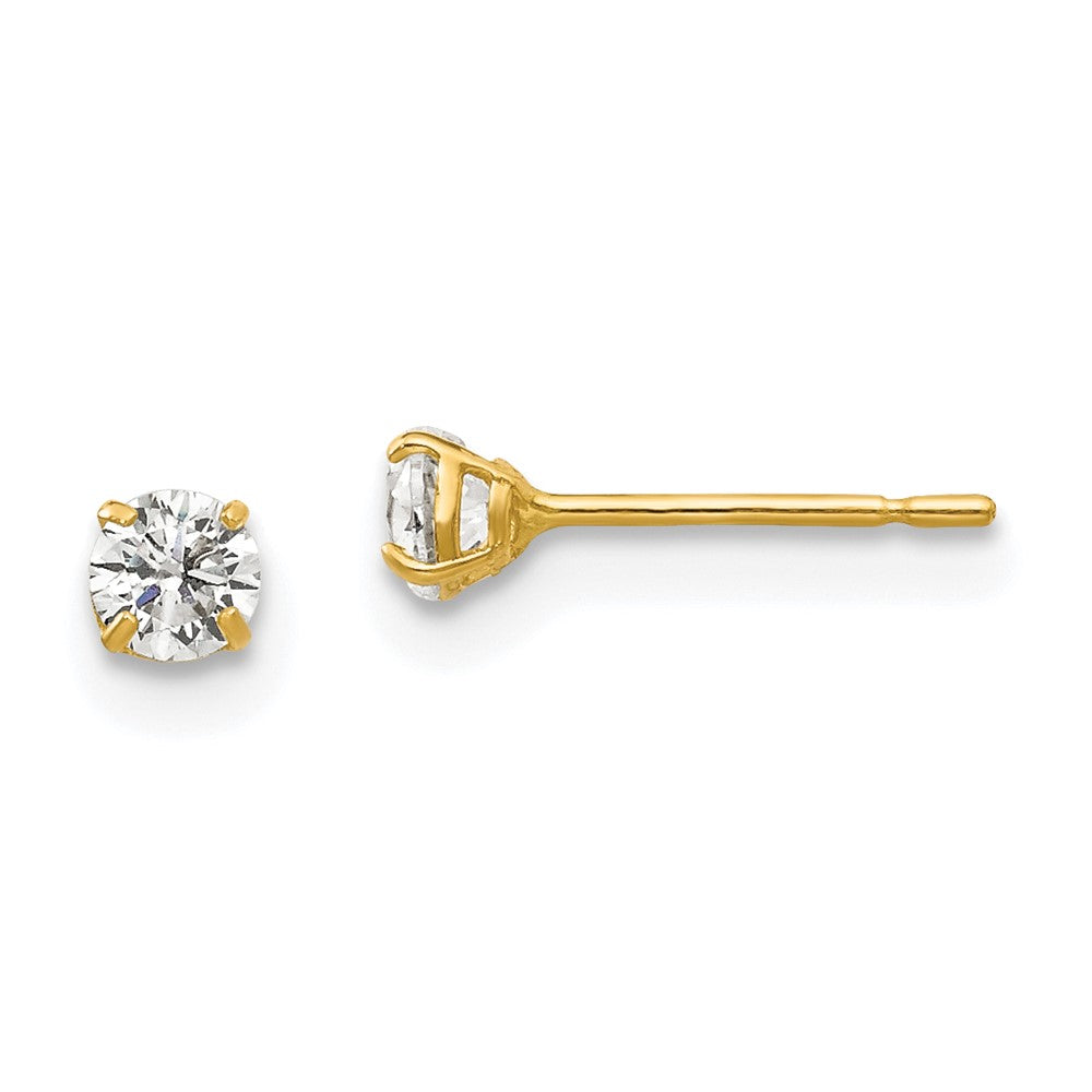 14k Yellow Gold 3 mm Round CZ Post Earrings (0.31 grams)