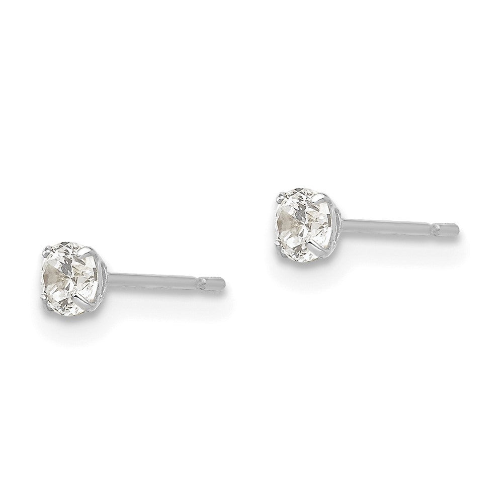 14k White Gold 3 mm Round CZ Post Earrings (0.31 grams)