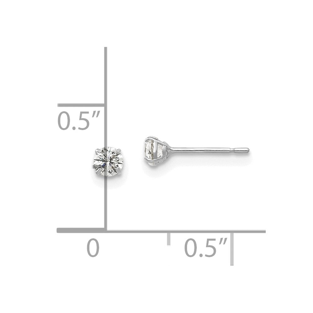 14k White Gold 3 mm Round CZ Post Earrings (0.31 grams)