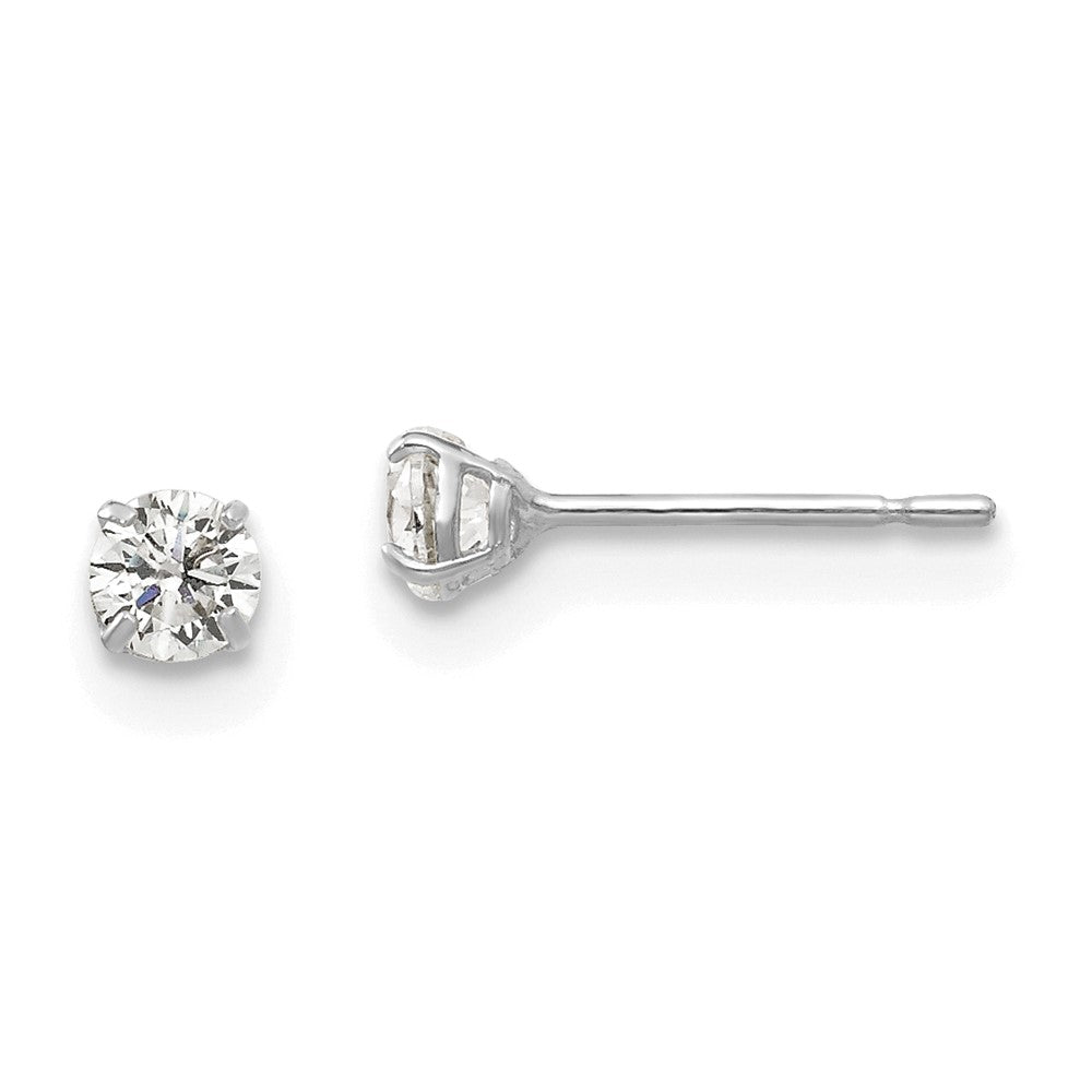 14k White Gold 3 mm Round CZ Post Earrings (0.31 grams)