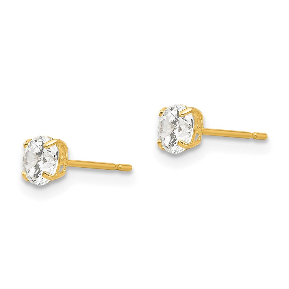 14k Yellow Gold 4 mm Round CZ Post Earrings (0.44 grams)