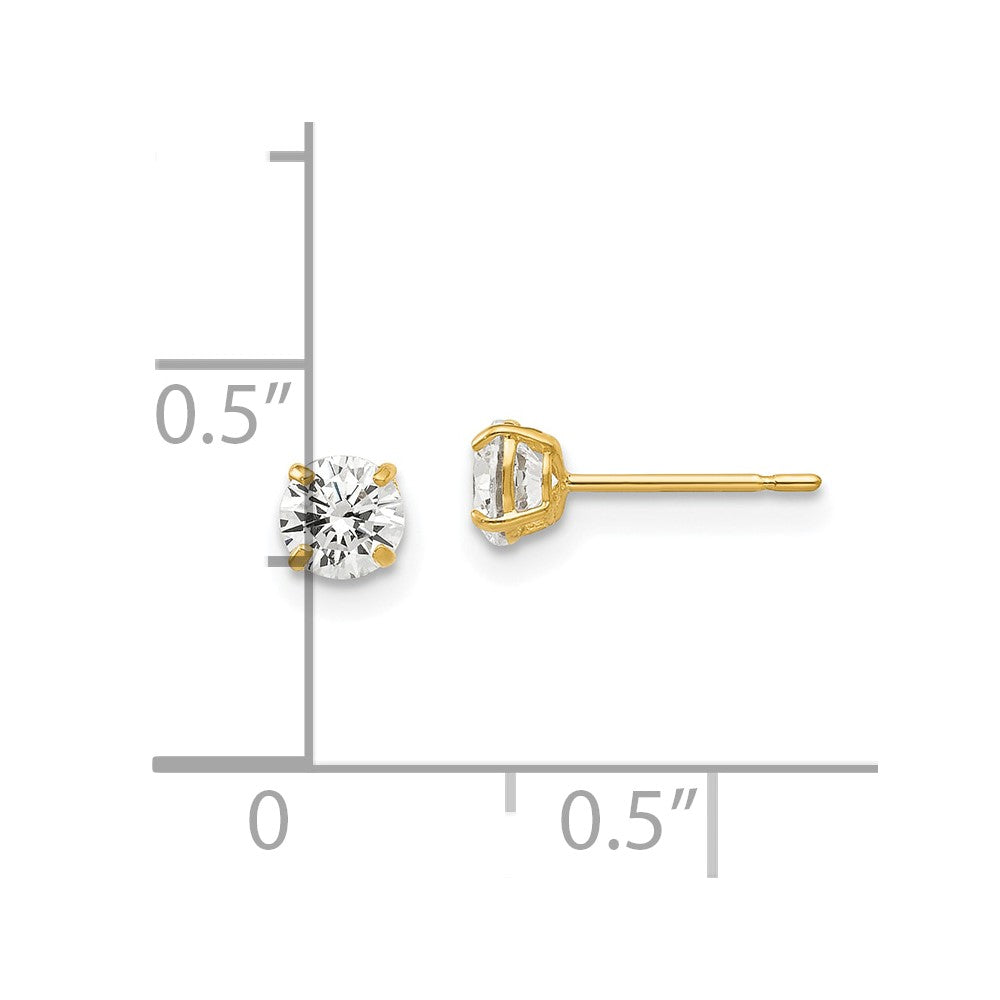 14k Yellow Gold 4 mm Round CZ Post Earrings (0.44 grams)