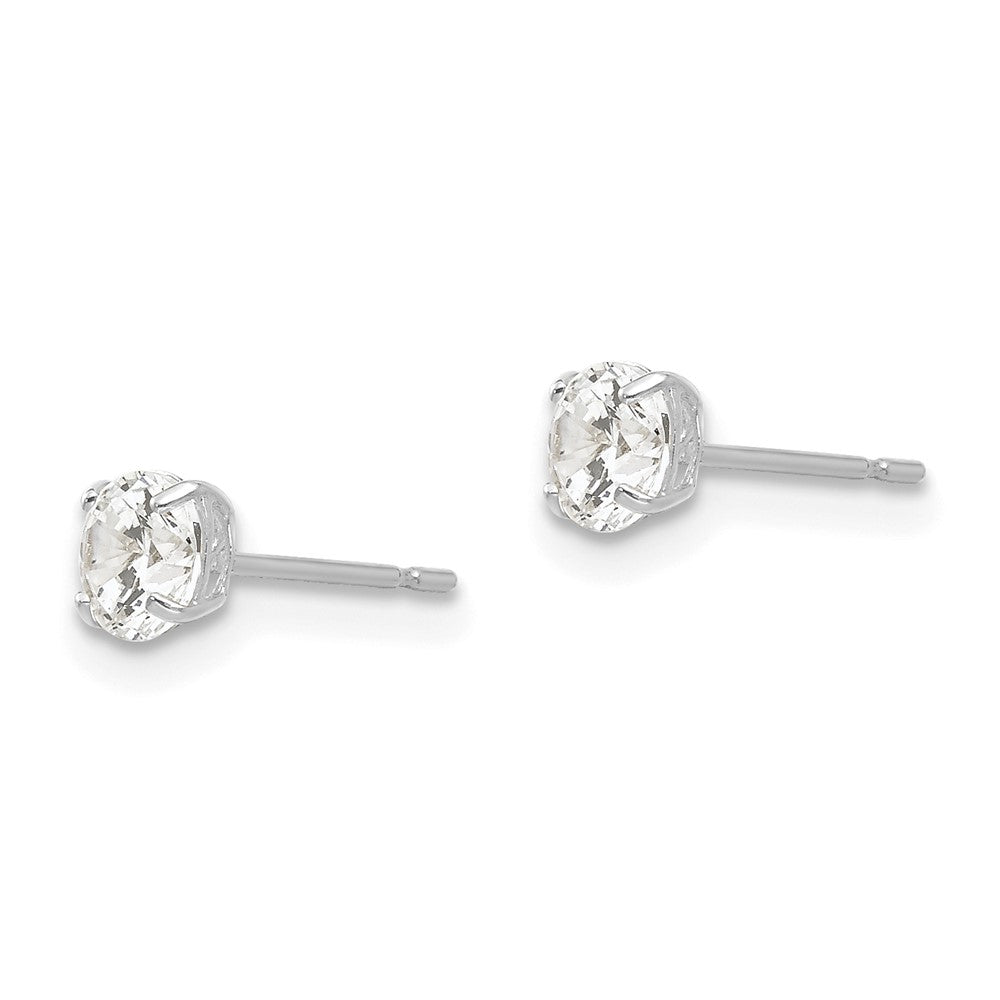 14k White Gold 4 mm Round CZ Post Earrings (0.44 grams)