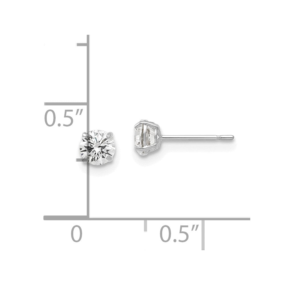 14k White Gold 4 mm Round CZ Post Earrings (0.44 grams)