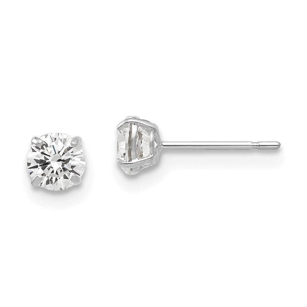 14k White Gold 4 mm Round CZ Post Earrings (0.44 grams)