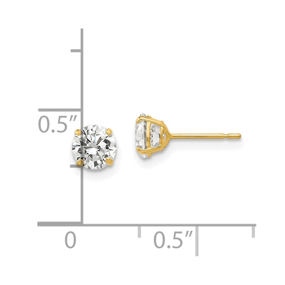 14k Yellow Gold 5 mm Round CZ Post Earrings (0.64 grams)
