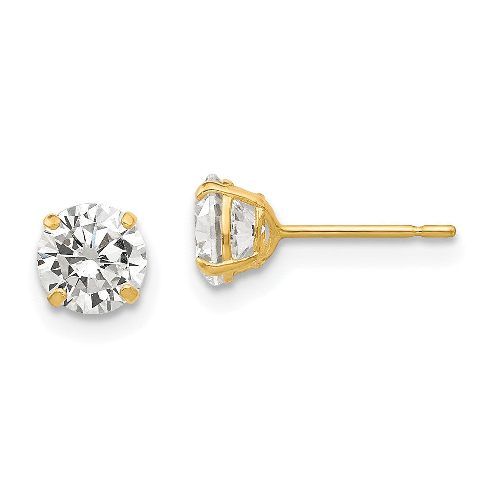 14k Yellow Gold 5 mm Round CZ Post Earrings (0.64 grams)