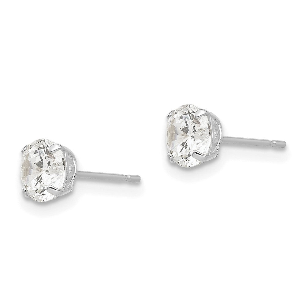 14k White Gold 5 mm Round CZ Post Earrings (0.64 grams)