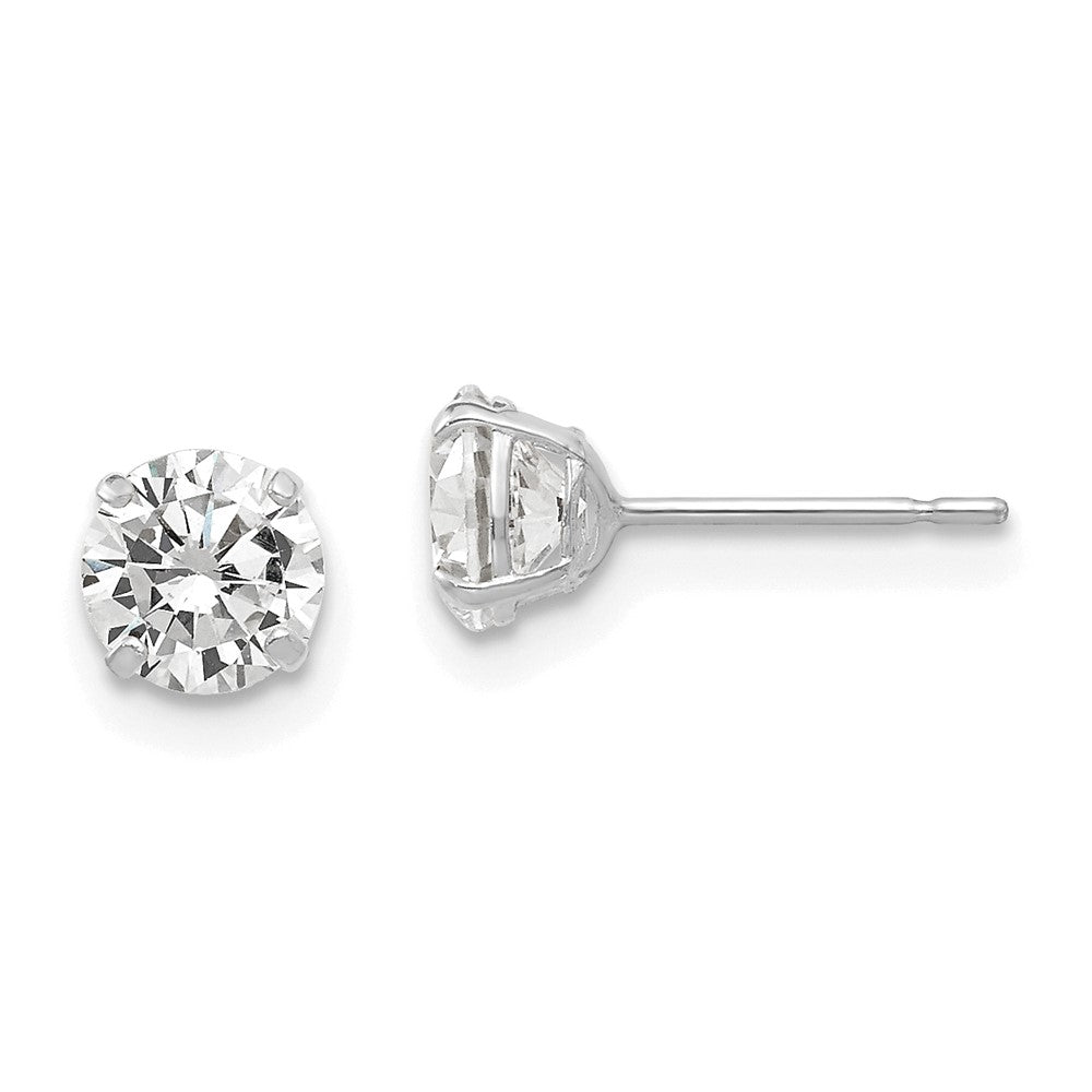 14k White Gold 5 mm Round CZ Post Earrings (0.64 grams)