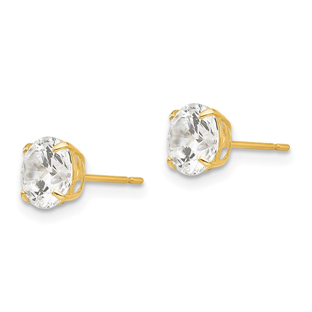 14k Yellow Gold 6 mm Round CZ Post Earrings (0.89 grams)