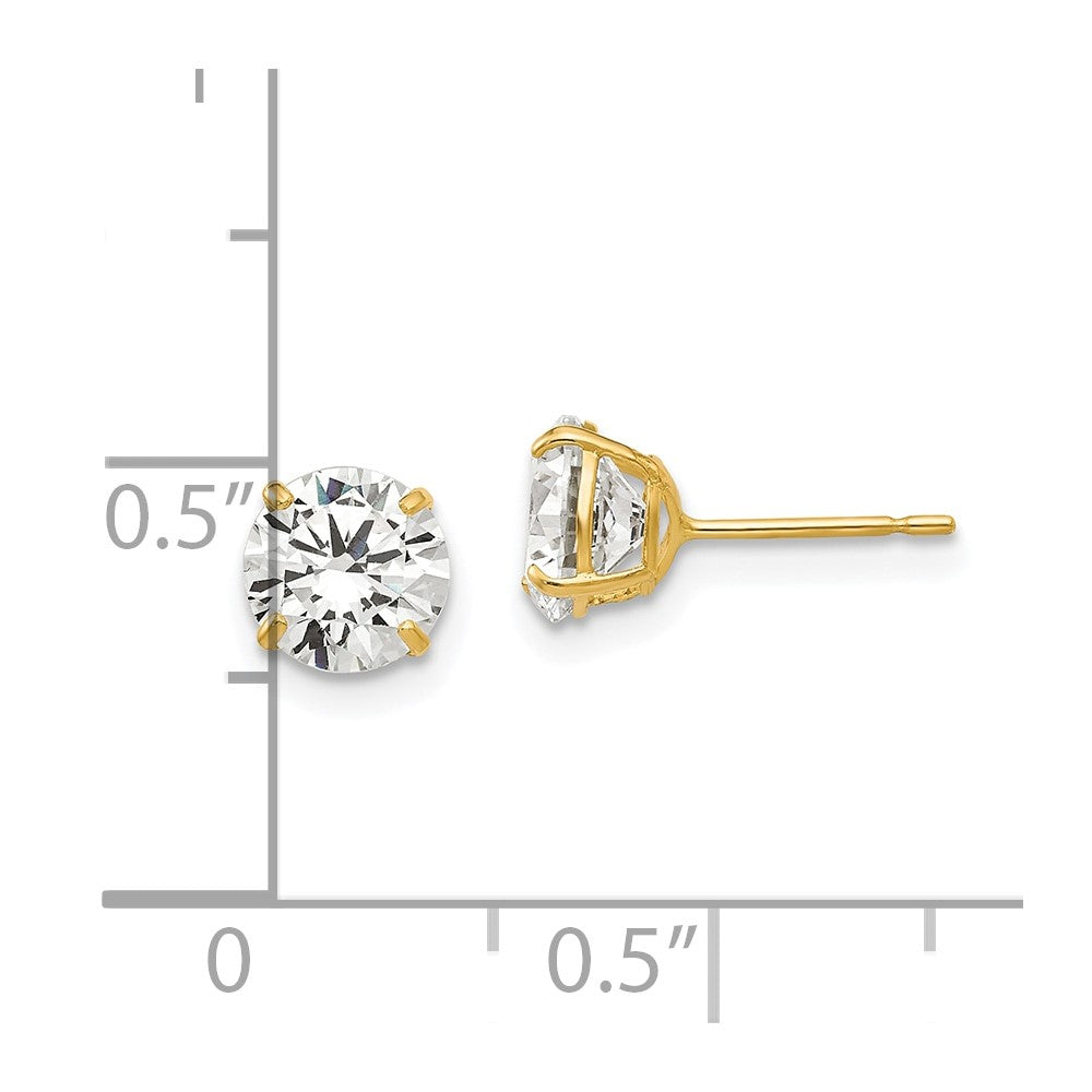 14k Yellow Gold 6 mm Round CZ Post Earrings (0.89 grams)