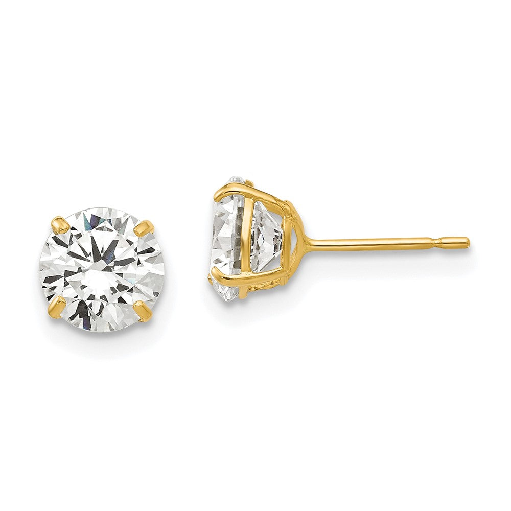 14k Yellow Gold 6 mm Round CZ Post Earrings (0.89 grams)